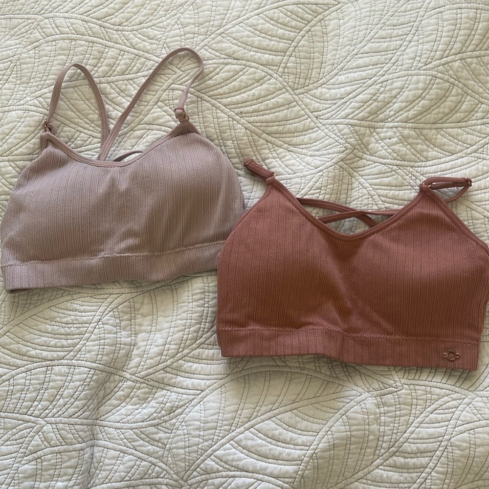 2 Pack Danskin bras matron and light pink. Cross back